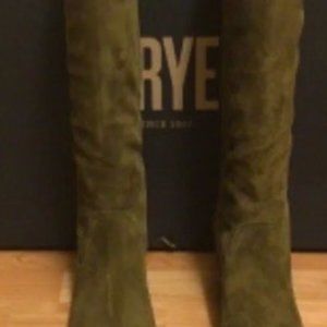Frye Over The Knee Green Suede Boots